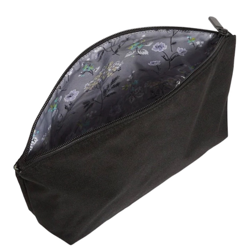 NWT $55 Vera Bradley Grand Travel Plastic-Lined Cosmetics Makeup Bag Solid Black - Picture 2 of 7